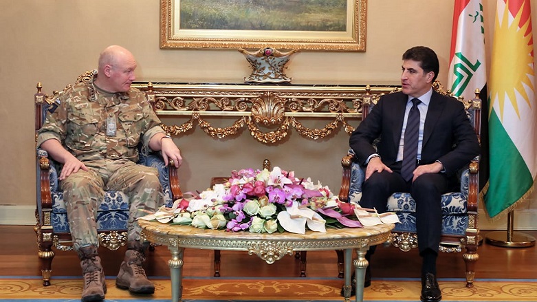 Kurdistan Region President Nechirvan Barzani (right) during a meeting with Defense Senior Adviser on the Middle East, Lieutenant General Sir John Lorimer, in Erbil on Jan. 15, 2020. (Photo: KRG Presidency)