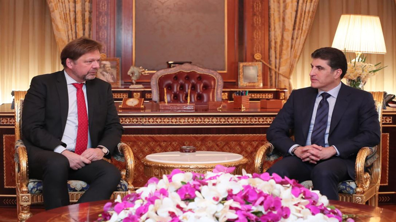 Nêçîrvan Barzanî û Şanderê Taybet ê Wezîrê Derve yê Almanya rewşa Iraqê guftûgo dikin