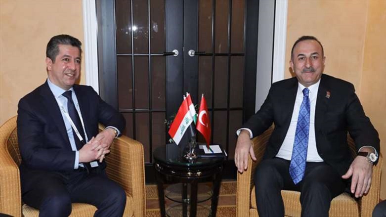 Kurdistan Region Prime Minister Masrour Barzani meets with the Foreign Minister of Turkey, Mevlut Cavusoglu, Munich, Germany, Feb. 16, 2020. (Photo: KRG)