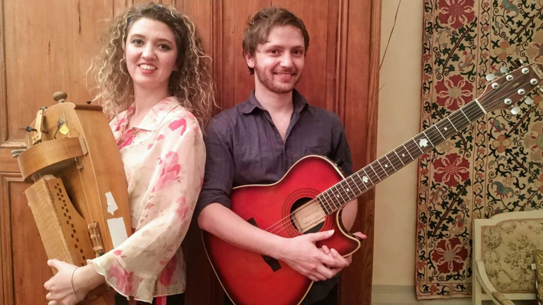 France-based singer and hurdy-gurdy player Éléonore Fourniau (left) and her brother took part in the concerts. Though she is not ethnically Kurdish, she has embraced the culture and sings in the Kurdish language. (Photo:  Éléonore Fourniau)