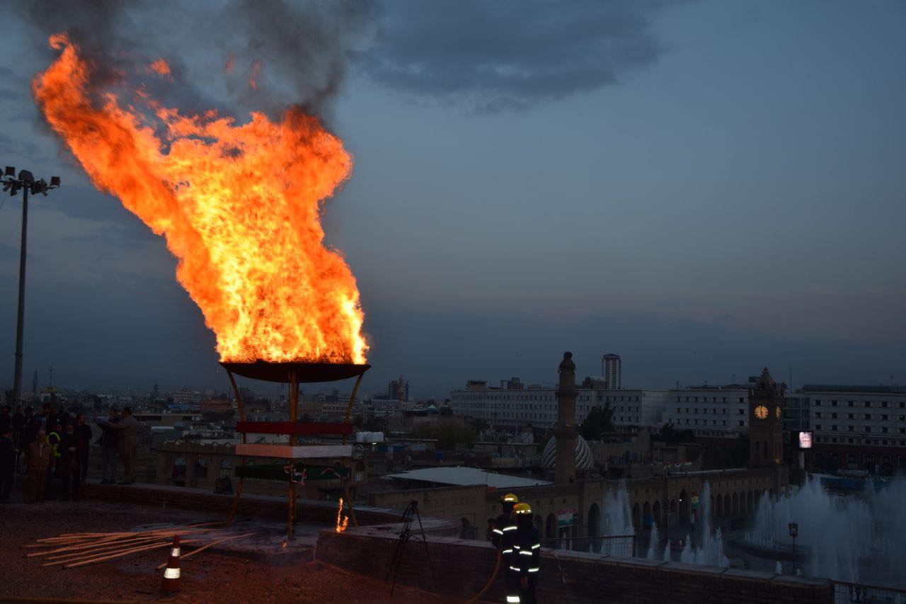 PHOTOS: Erbil marks Newroz with single bonfire and no public crowds