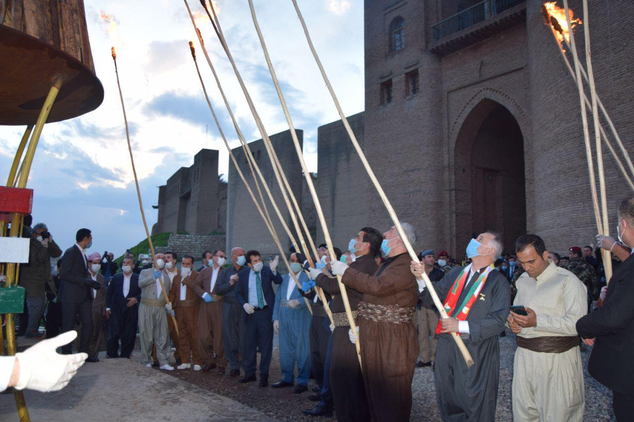 PHOTOS: Erbil marks Newroz with single bonfire and no public crowds