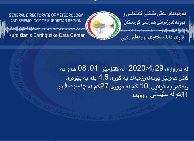 راگه‌یه‌ندراوی به‌ڕێوبه‌رایه‌تی گشتی كه‌شناسی و بوومه‌له‌رزه‌زانی هه‌رێمی كوردستان