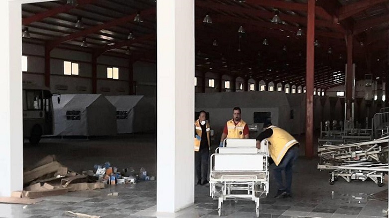 Erbil International Fair exhibition hall being prepared to receive COVID-19 patients. (Photo: Social Media)