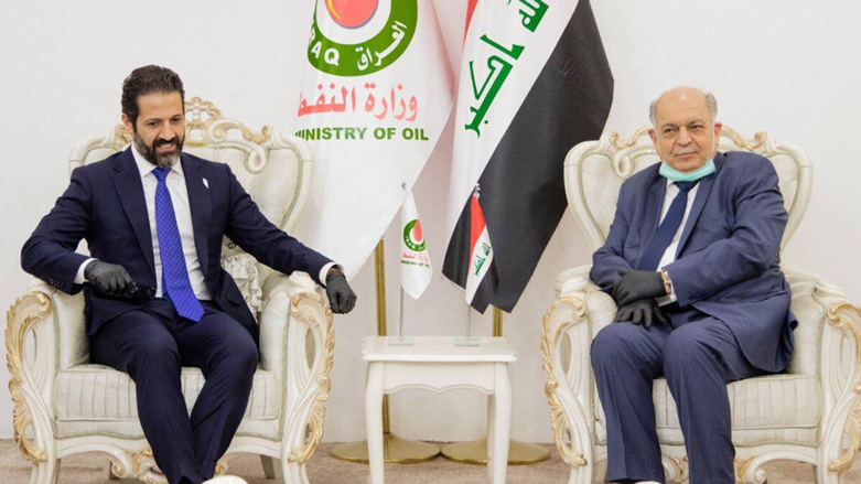 Deputy Prime Minister Qubad Talabani (left) meets in Baghdad with Iraqi Deputy Prime Minister and Minister of Oil Thamir Ghadhban. (Photo: KRG)