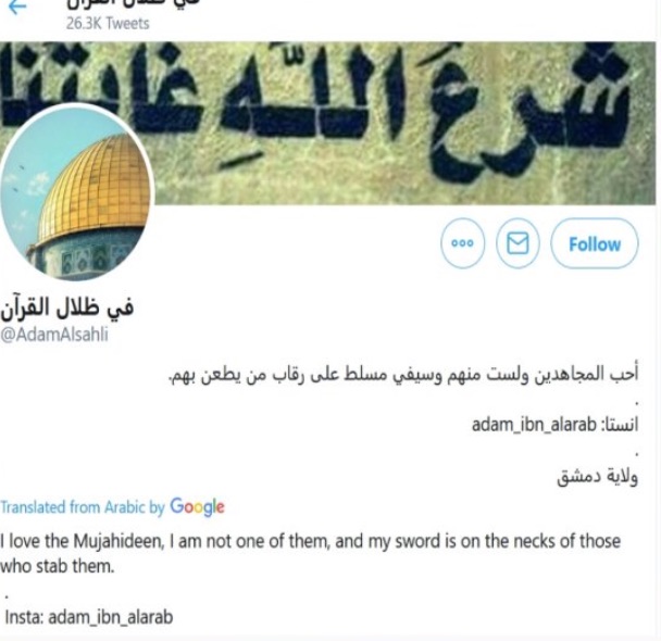 A screenshot of Alsahli's Twitter page. 