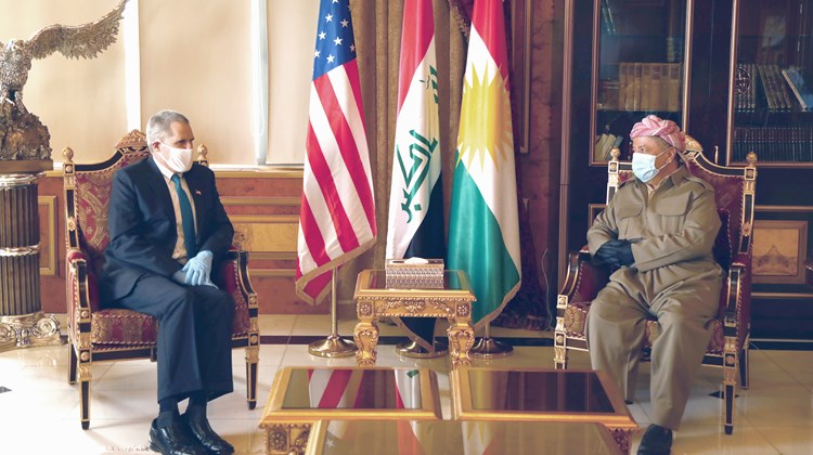 Serok Barzanî pêşwaziya Balyozê Amerîka li Iraqê kir