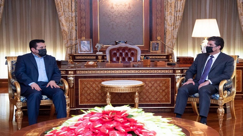 Kurdistan Region President Nechirvan Barzani during his meeting with Iraq's National Security Advisor Qasim al-Araji, Sept. 27, 2020. (Photo: Kurdistan Region Presidency office)