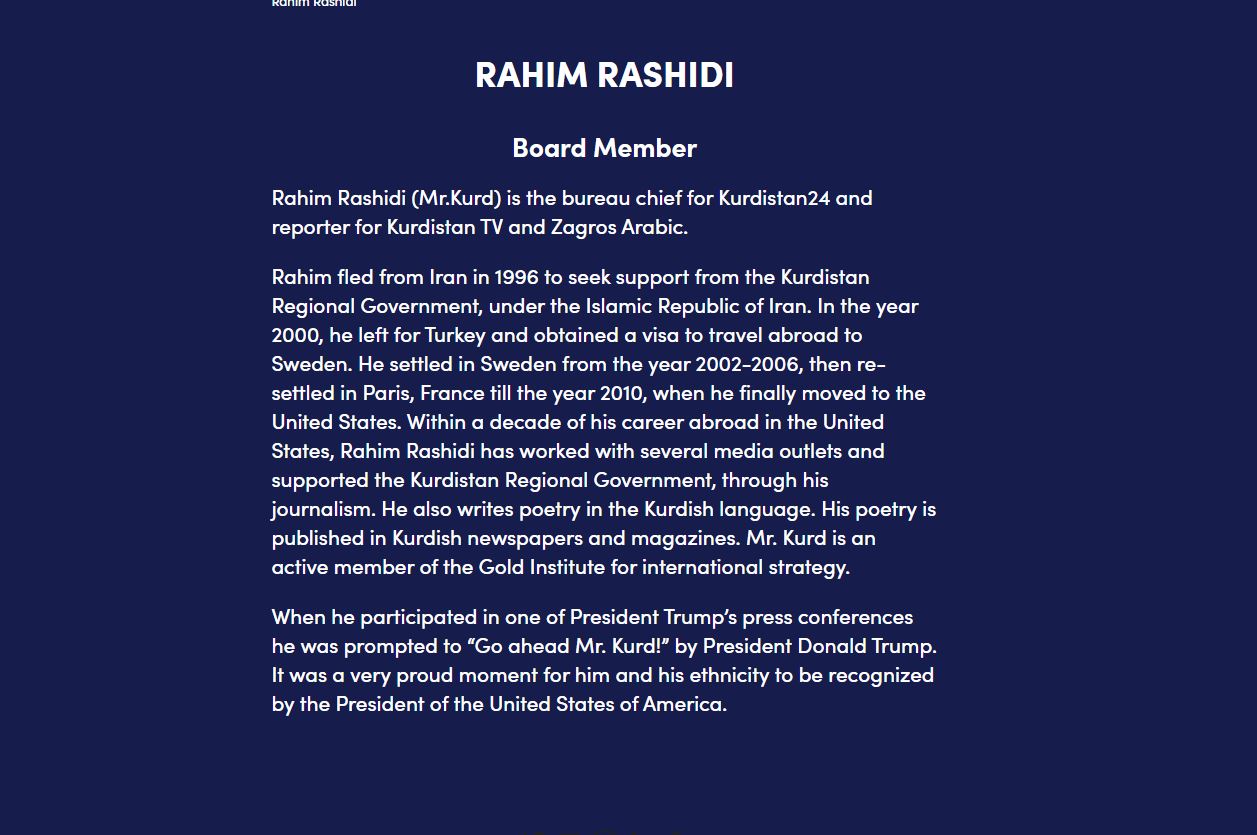 ده‌قی نووسینی رێكخراوه‌كه‌ له‌ باره‌ی پرۆفایلی ره‌حیم ره‌شیدییه‌وه‌