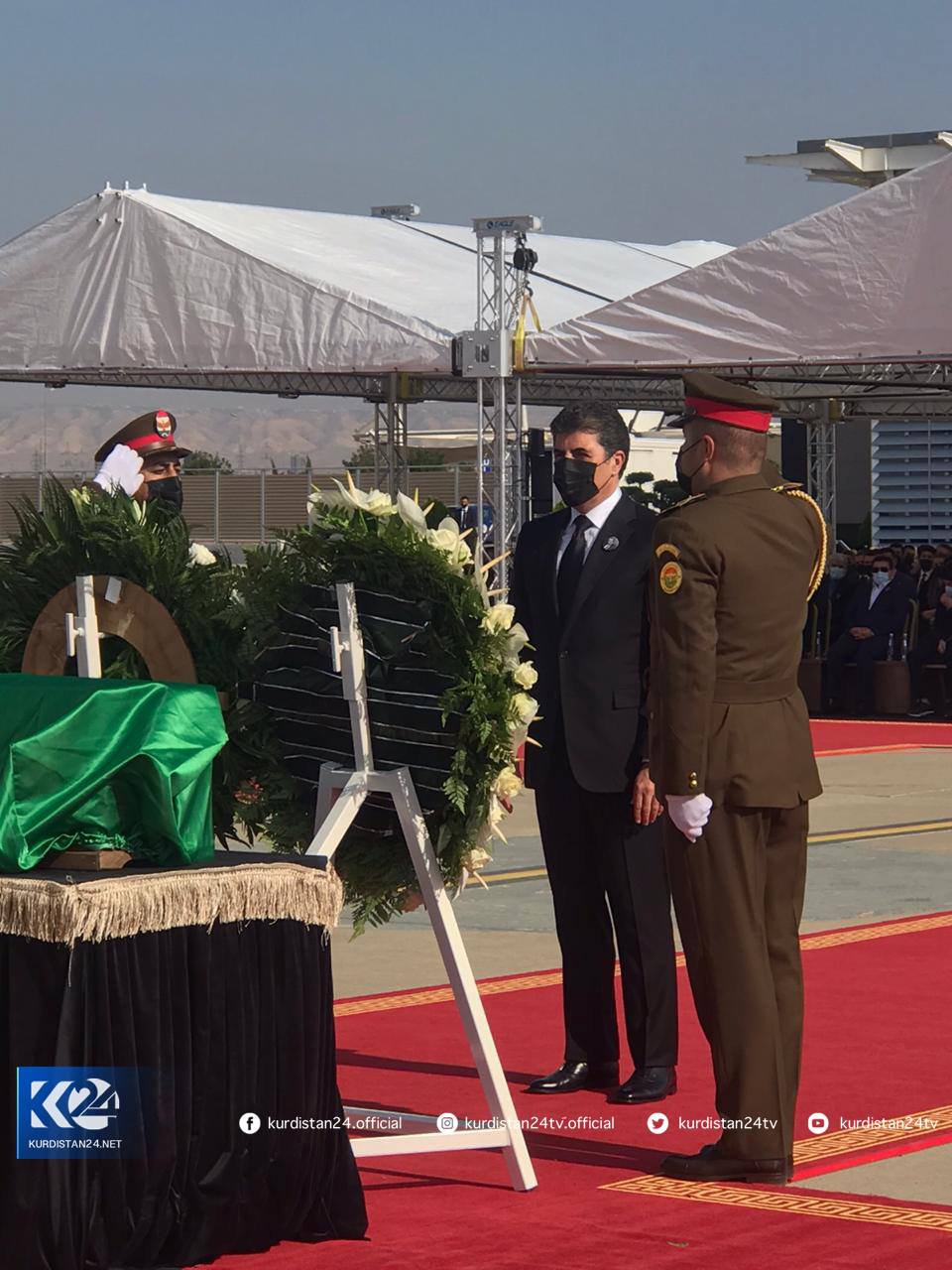 پیام مسرور بارزانی در مراسم استقبال از پیکر استاندار اربیل