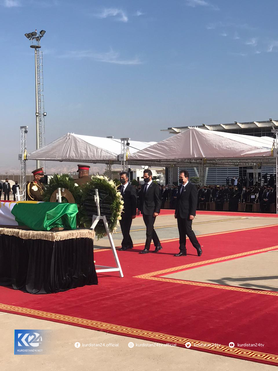 پیام مسرور بارزانی در مراسم استقبال از پیکر استاندار اربیل