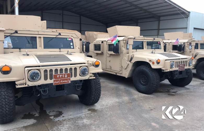 Humvees, part of a delivery of US military aid to the Kurdistan Region, were turned over to Peshmerga forces at a ceremony in Erbil, Nov. 10, 2020. (Photo: Kurdistan 24)