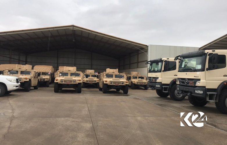 Humvees, part of a delivery of US military aid to the Kurdistan Region, were turned over to Peshmerga forces at a ceremony in Erbil, Nov. 10, 2020. (Photo: Kurdistan 24)