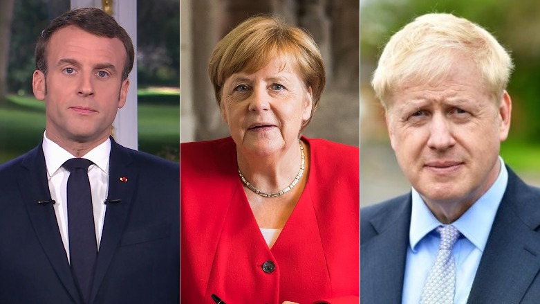 Macron, Merkel û Johanson pîrozbahiyê li Joe Bidin dikin