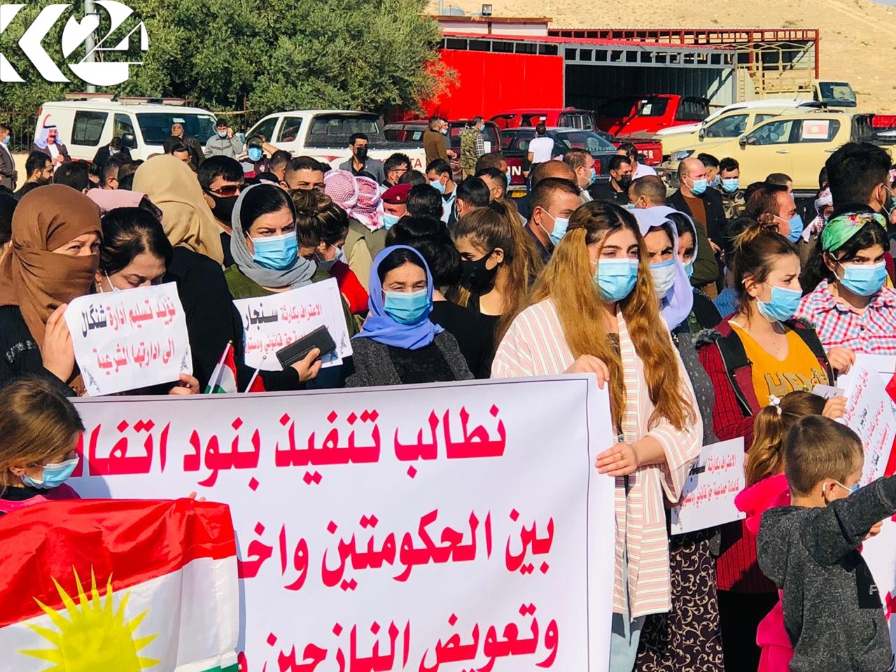 وێنە و ڤیدیۆ.. خۆپیشاندانی خەڵکی شنگال لەدژی پەکەکە   