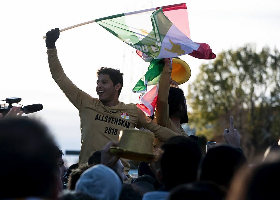 ئاهەنگی یاریزانانی داڵکورد دوای سەرکەوتنەکەی دوێنێیان