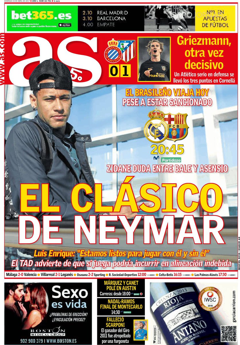 رووپەڕی ئەمڕۆی رۆژنامەی ئاسی ئیسپانی