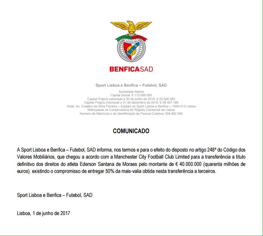 بەیاننامەی بێنفیکا لەبارەی رۆیشتنی ئێدێرسۆن