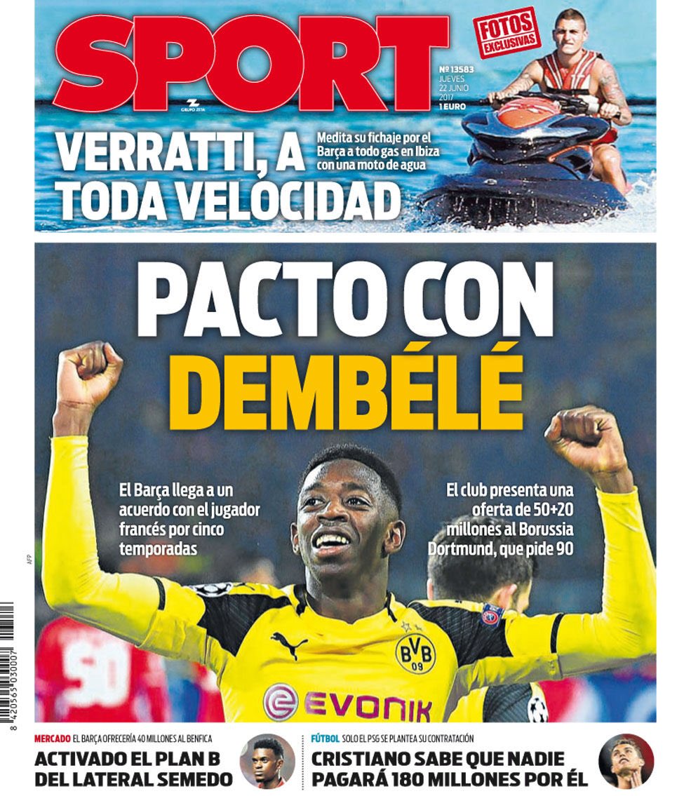 رووپەڕی ئەمڕۆی رۆژنامەی سپۆرتی کەتەلۆنی