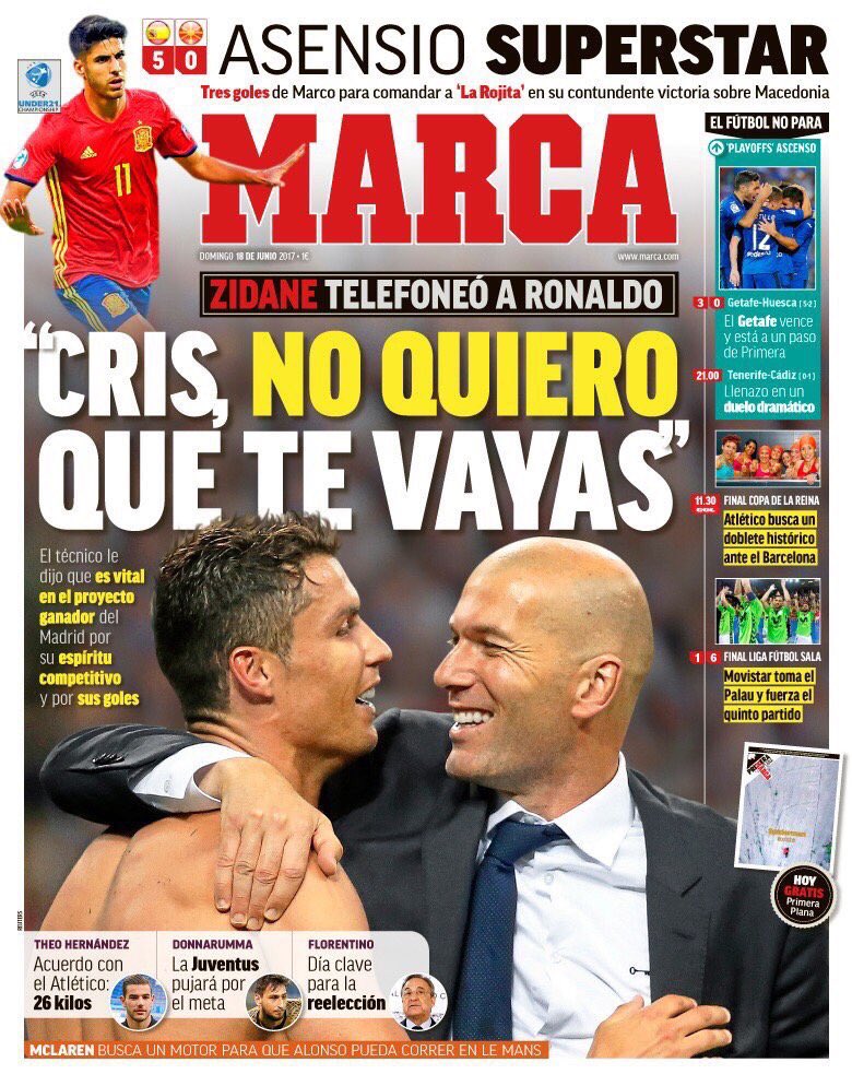 رووپەڕی ئەمڕۆی رۆژنامەی مارکای ئیسپانی