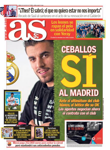 رووپەڕی رۆژنامەی ئاسی ئیسپانی