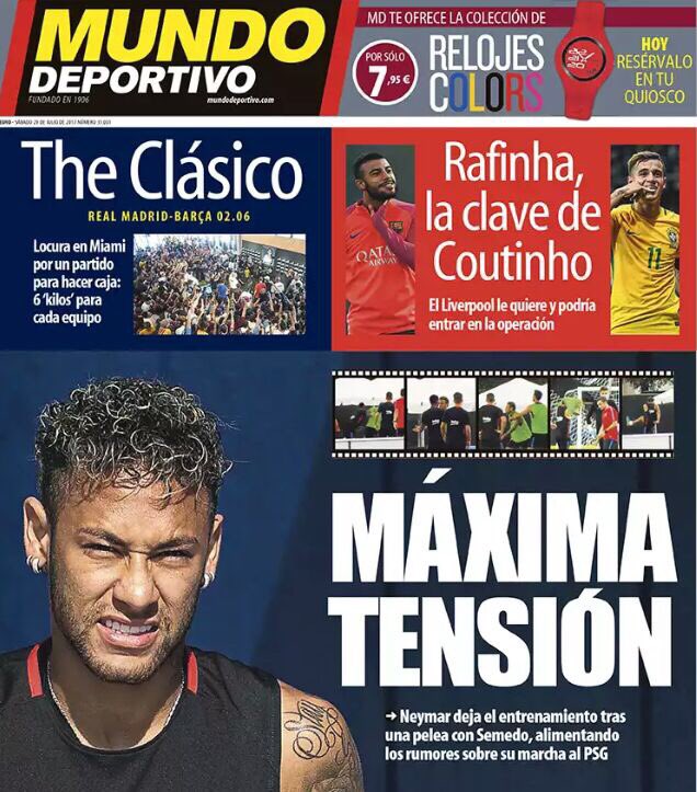 رووپەڕی ئەمڕۆی رۆژنامەی مۆندۆ دیپۆرتیڤۆ