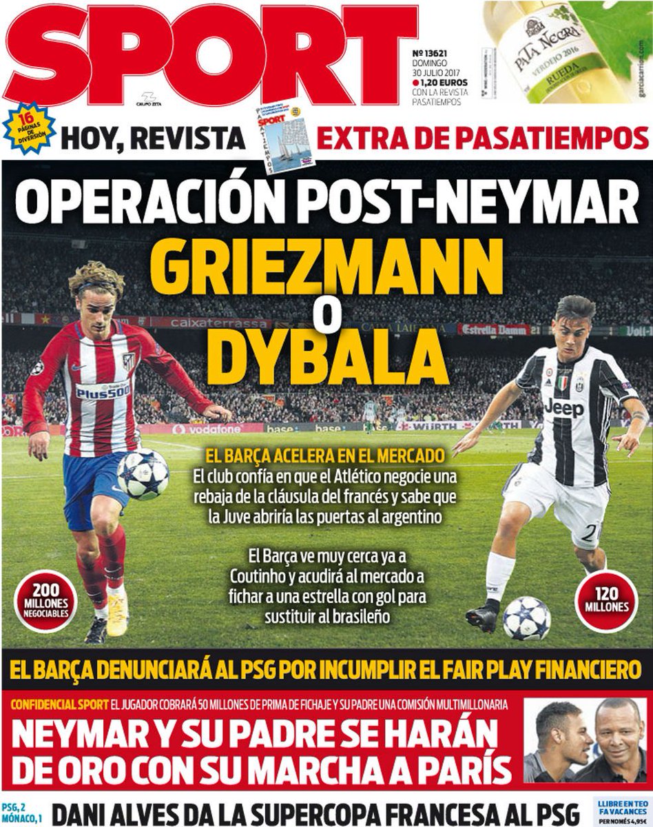 رووپەڕی ئەمڕۆی رۆژنامەی سپۆرتی ئیسپانی