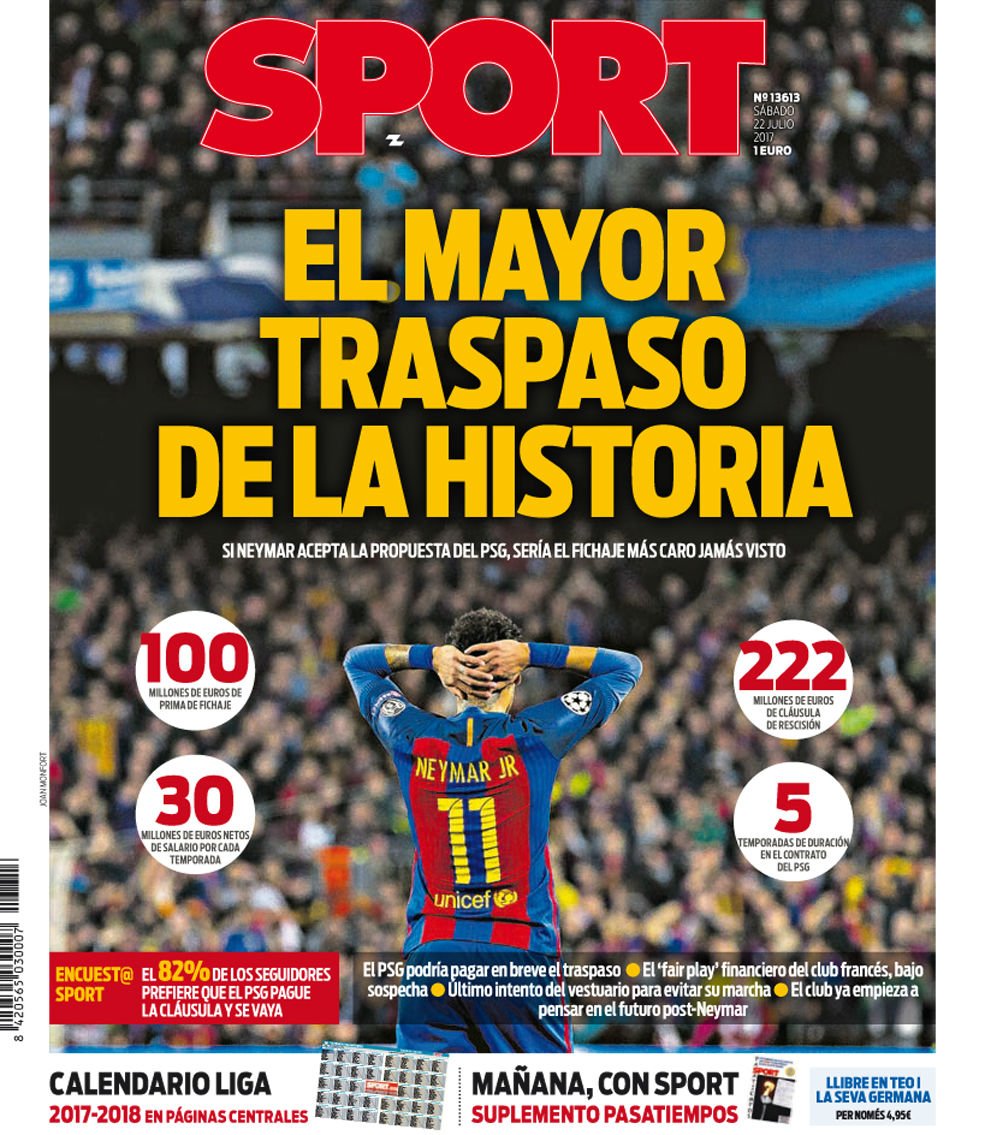 رووپەڕی ئەمڕۆی رۆژنامەی سپۆرتی کەتەلۆنی