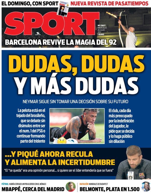 رووپەڕی ئەمڕۆی رۆژنامەی سپۆرتی کەتەلۆنی