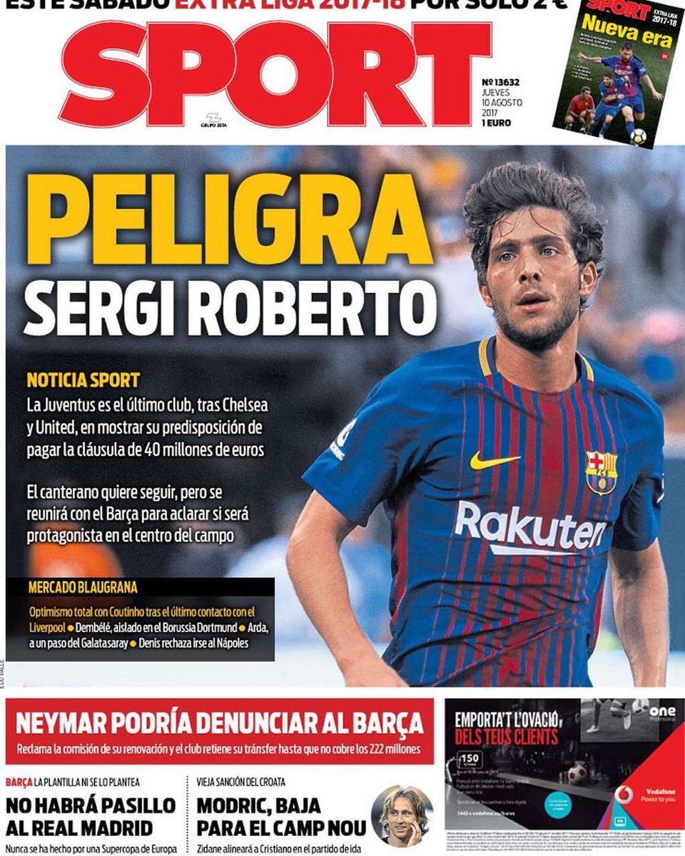 رووپەڕی ئەمڕۆی رۆژنامەی سپۆرتی کەتەلۆنی