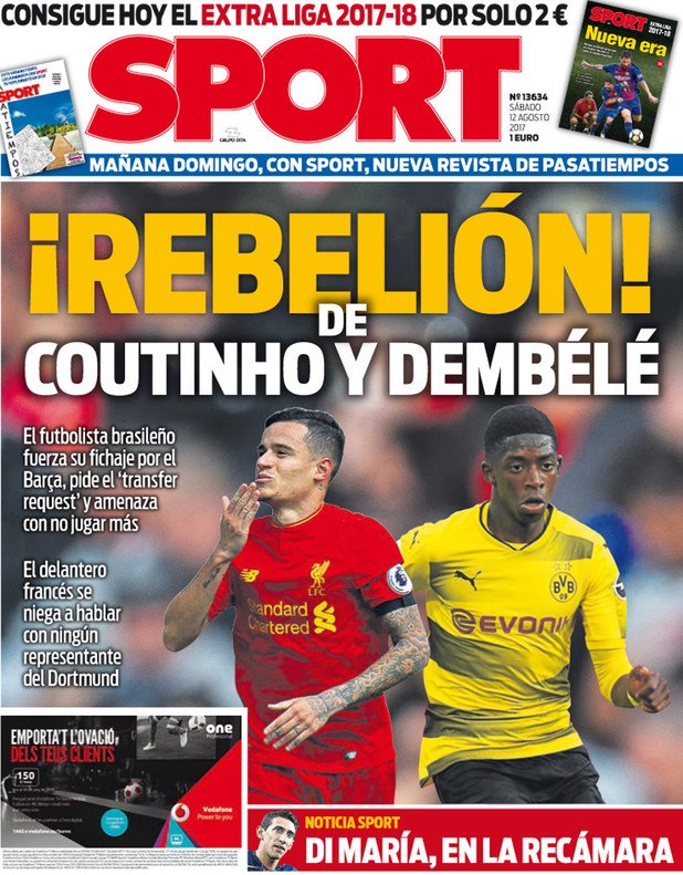 رووپەڕی ئەمڕۆی رۆژنامەی سپۆرتی کەتەلۆنی