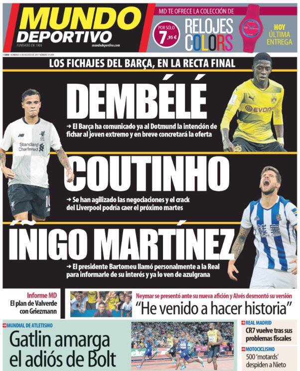 رووپەڕی ئەمڕۆی رۆژنامەی مۆندۆ دیپۆرتیڤۆ