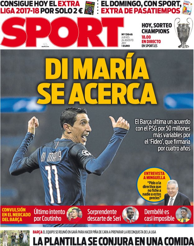 رووپەڕی ئەمڕۆی رۆژنامەی سپۆرتی کەتەلۆنی