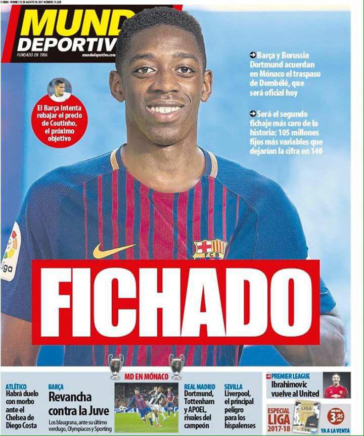 رووپەڕی ئەمڕۆی رۆژنامەی مۆندۆ دیپۆرتیڤۆ