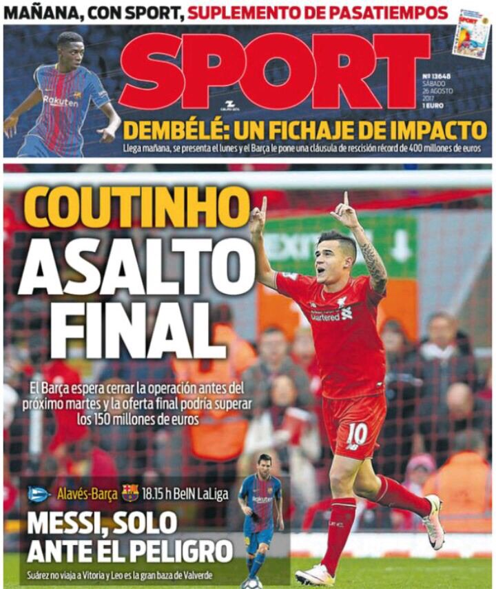 رووپەڕی ئەمڕۆی رۆژنامەی سپۆرتی ئیسپانی