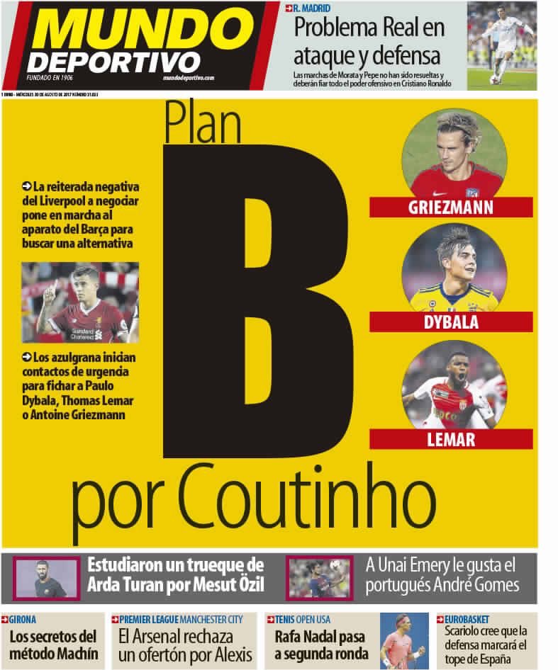 رووپەڕی ئەمڕۆی رۆژنامەی مۆندۆ دیپۆرتیڤۆی کەتەلۆنی