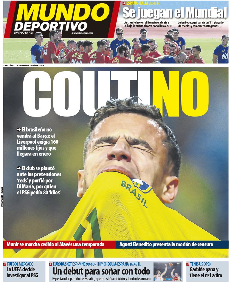 رووپەری ئەمڕۆی رۆژنامەی مۆندۆ دیپۆرتیڤۆ