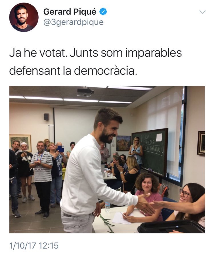 تویتەکەی پیکێ لەبارەی دەنگدانی بۆ سەربەخۆیی کوتەلۆنیا