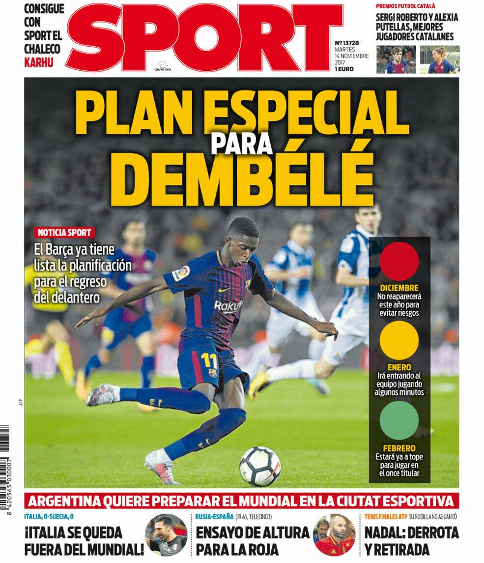 رووپەڕی ئەمڕۆی رۆژنامەی سپۆرتی کەتەلۆنی