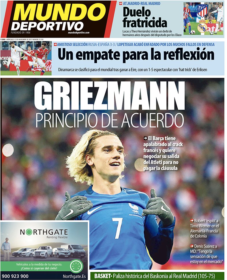 رووپەری ئەمڕۆی رۆژنامەی مۆندۆ دیپۆرتیڤۆی کەتەلۆنی