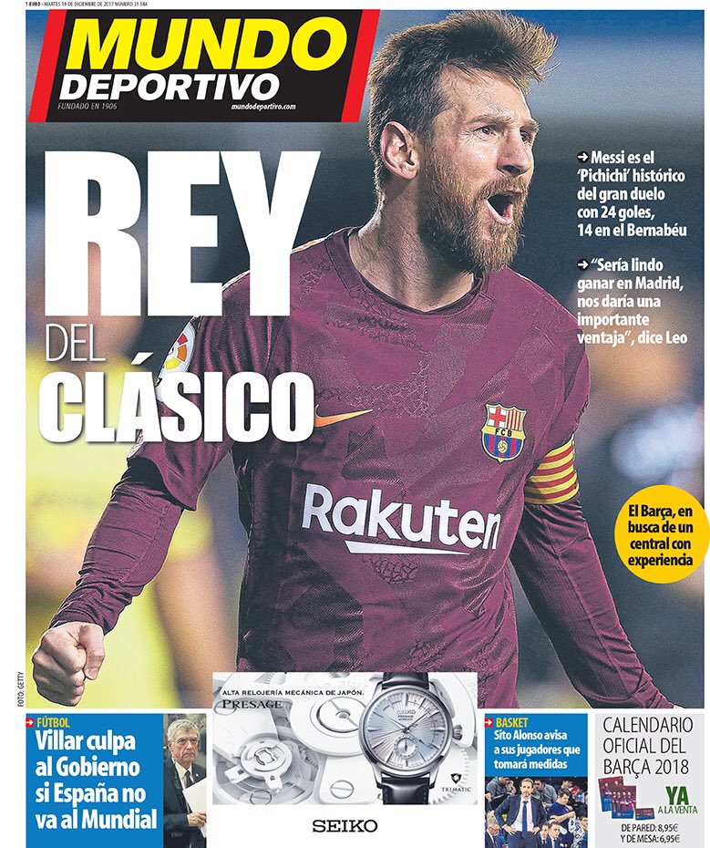 رووپەڕی ئەمڕۆی رۆژنامەی مۆندۆ دیپۆرتیڤۆی ئیسپانی