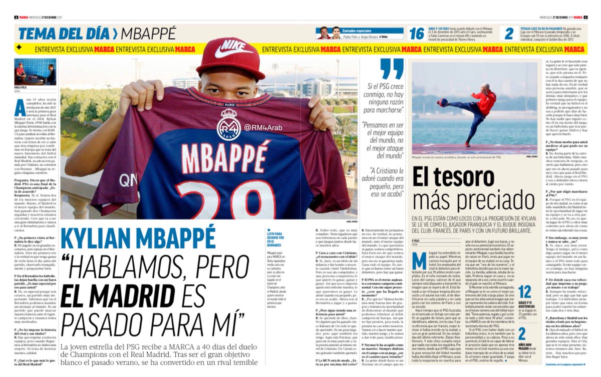 دیمانەکەی مباپێ لەگەڵ رۆژنامەی مارکا