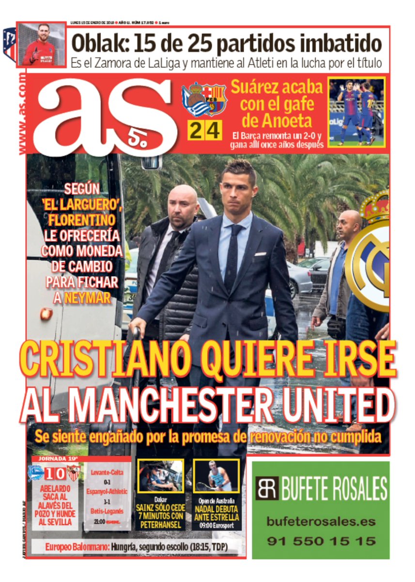 رووپەڕی ئەمڕۆی رۆژنامەی ئاسی ئیسپانی