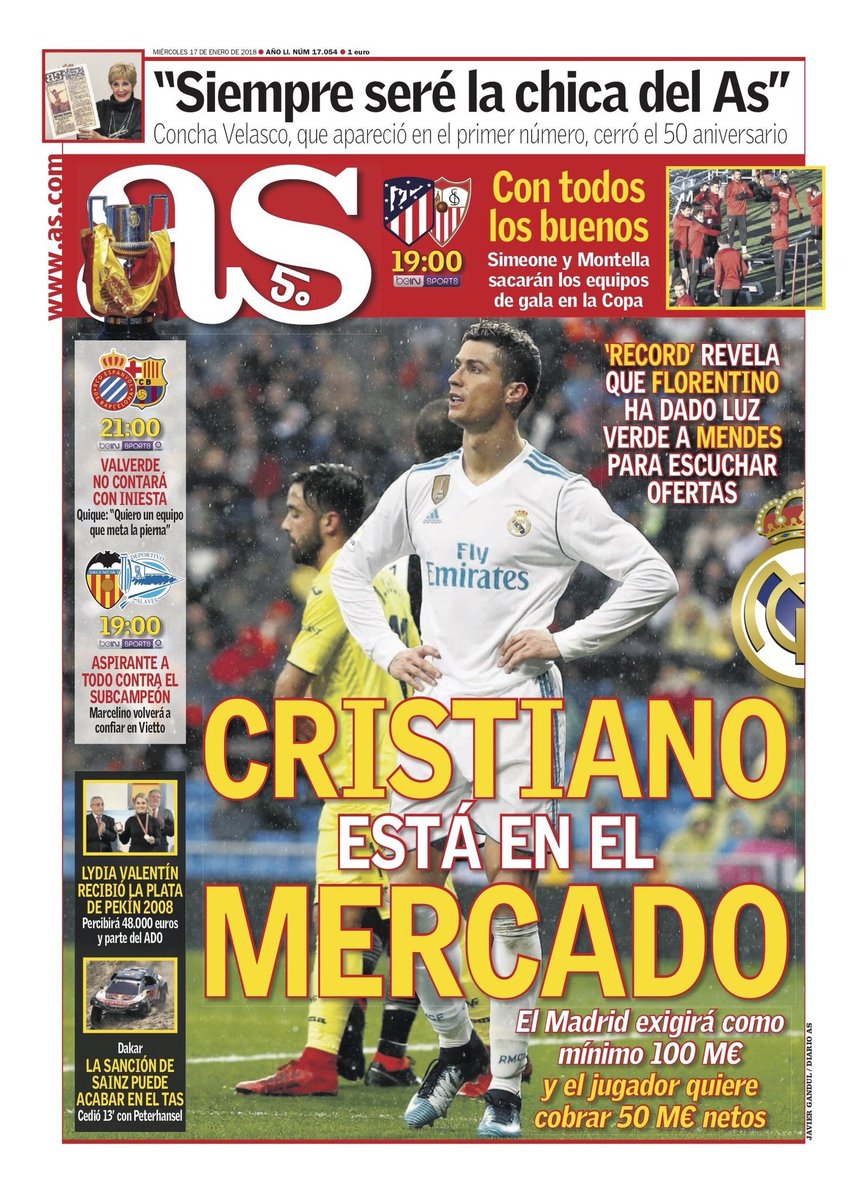 رووپەڕی ئەمڕۆی رۆژنامەی ئاسی ئیسپانی