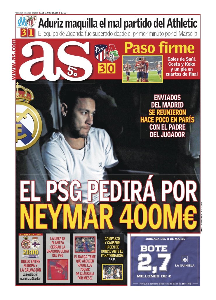 رووپەڕی ئەمڕۆی رۆژنامەی ئاسی ئیسپانی