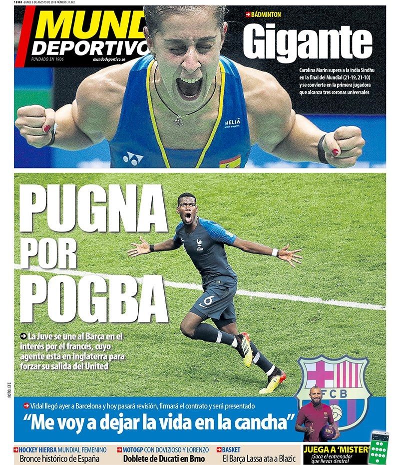 رووپەڕی ئەمڕۆی رۆژنامەی مۆندۆ دیپۆرتیڤۆ