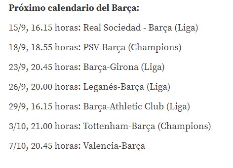 خشتەی یارییەکانی داهاتووی بارسێلۆنا