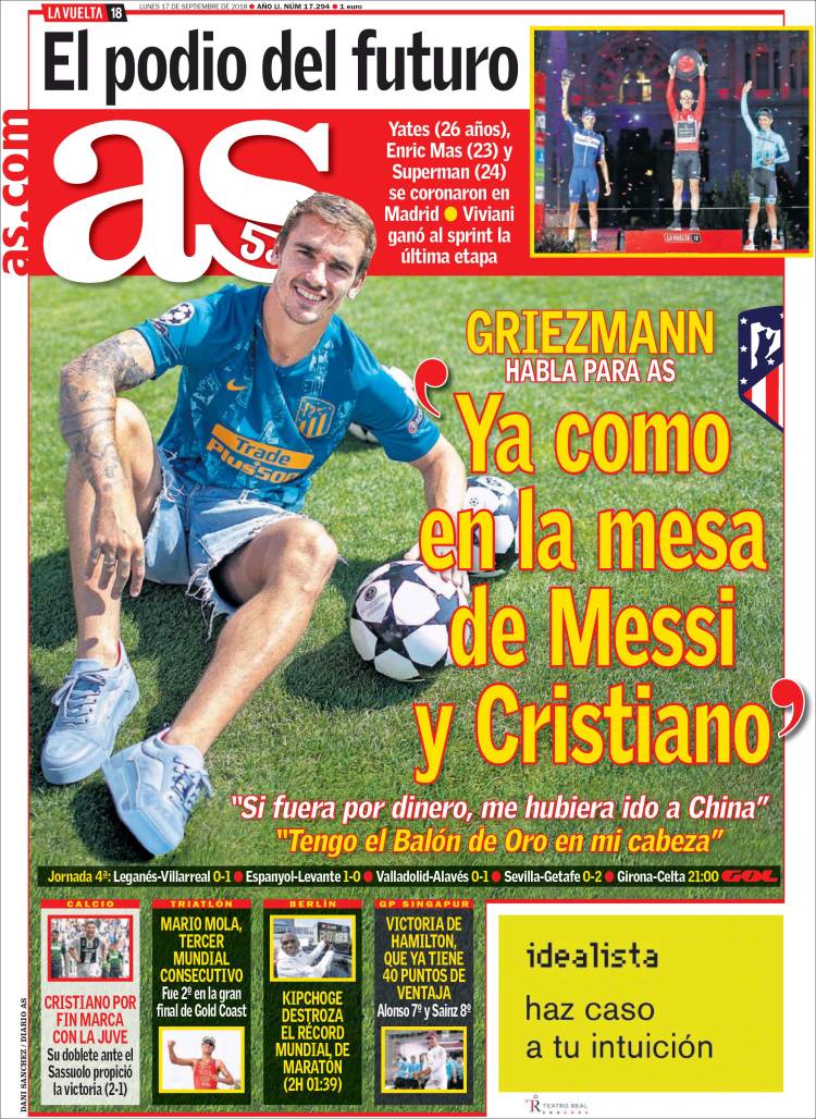 رووپەڕی ئەمڕۆی رۆژنامەی ئاسی ئیسپانی