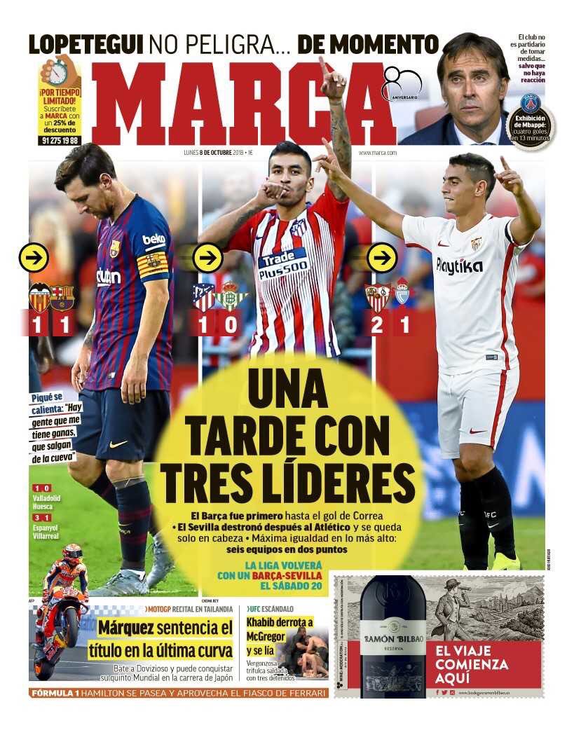 رووپەڕی ئەمڕۆی رۆژنامەی مارکای ئیسپانی