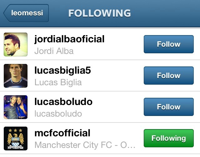 مێسی فۆلۆوی مانچێستەر سیتی کردووە لە ئینستاگرام